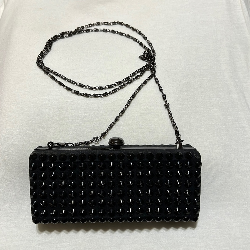 Deux Lux black spiked clutch